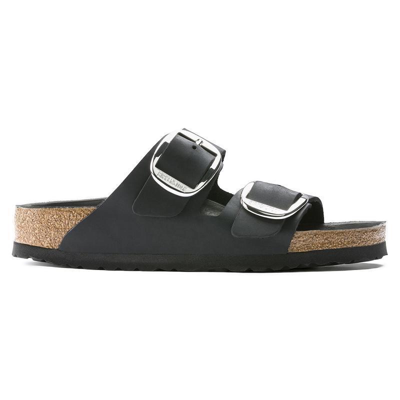 Birkenstock Big Přezkou Oiled Læder Arizona Dame Sort | DK 464JPQ